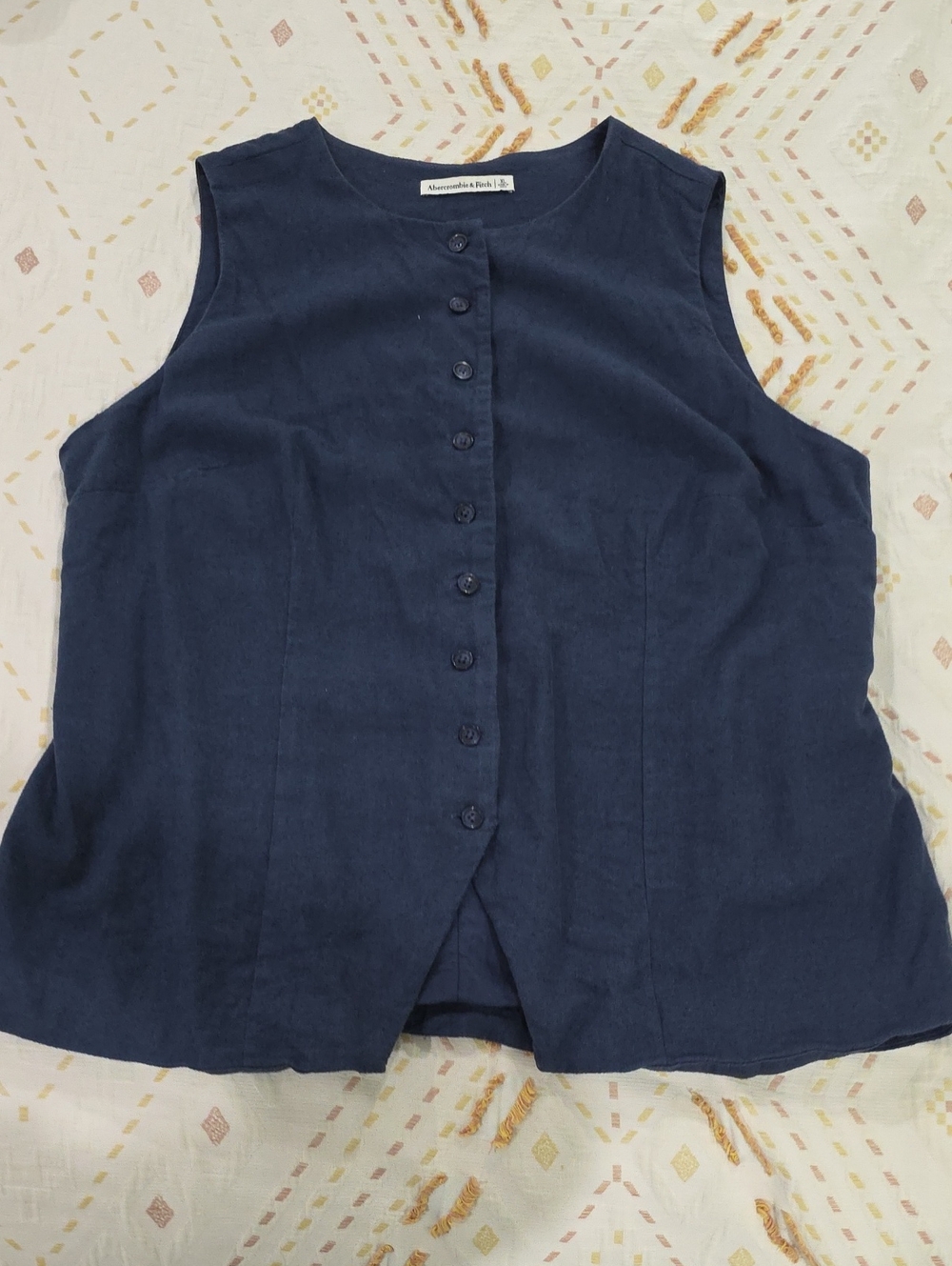 Abercrombie Linen Navy Tie-back Vest